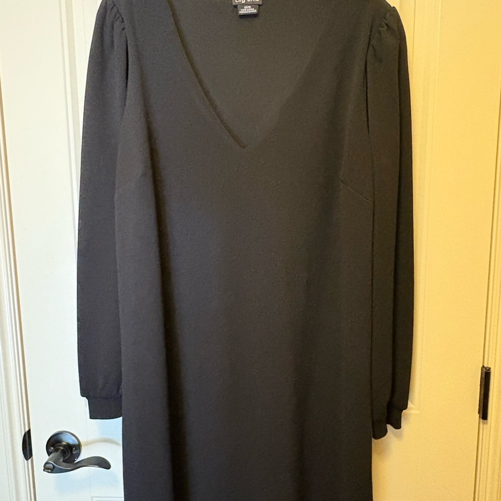 City Chic Black V Neck Midi Dress Long Sleeve Elegant Plus Size 18